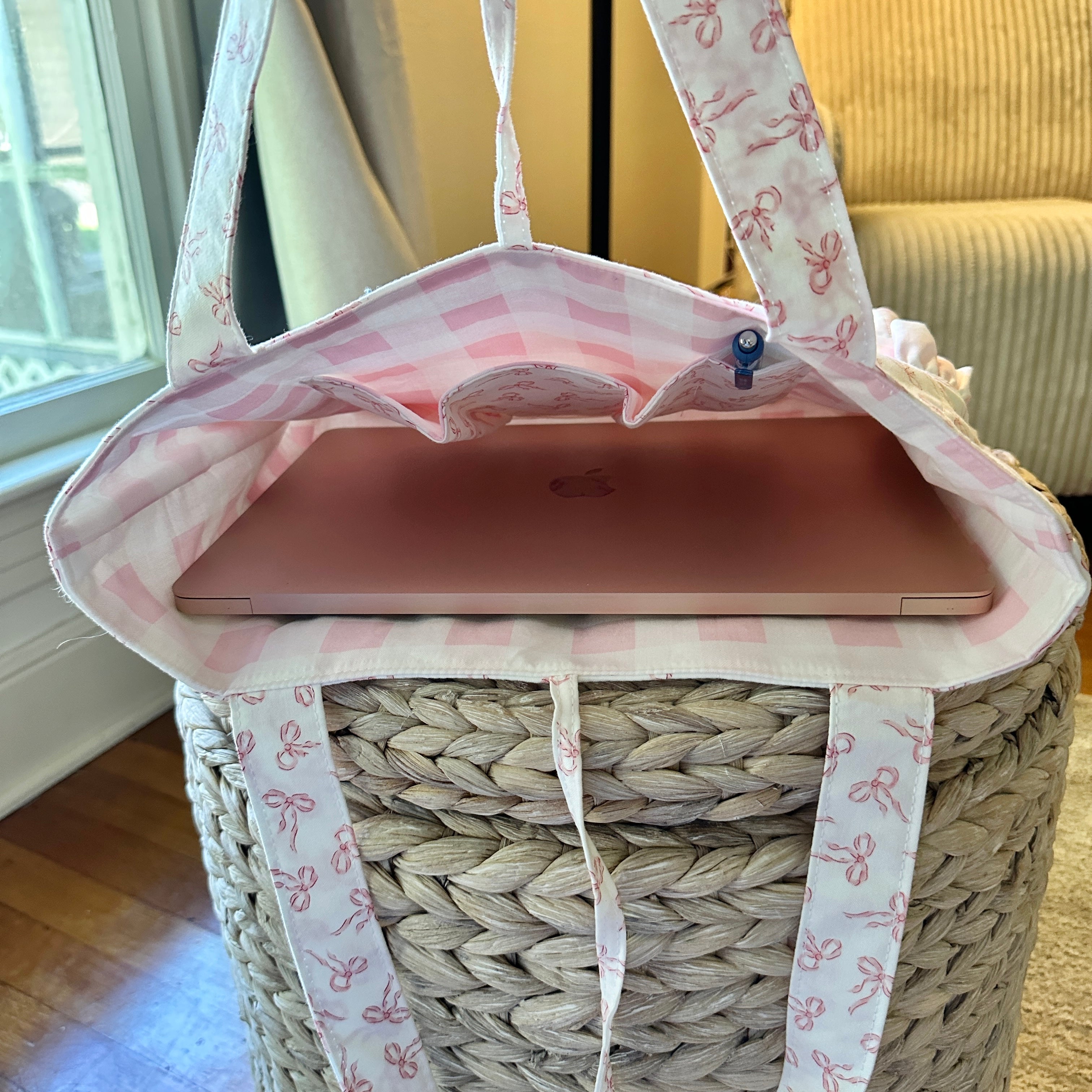 Teddy Bears and Pink Ruffle Tote